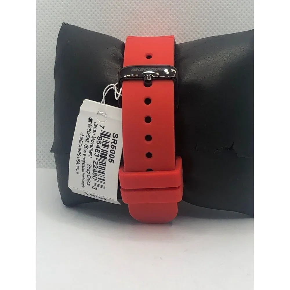 Skechers SR5005 Men's Red Silicone Analog Black Dial Quartz Genuine Watch OP155